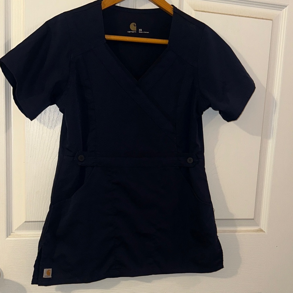 Carhartt Dark Navy Mock Wrap Scrub Top